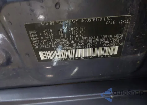 2016 Subaru Legacy 2.5I Limited from USA, damaged, VIN 4S3BNAN60G3033036